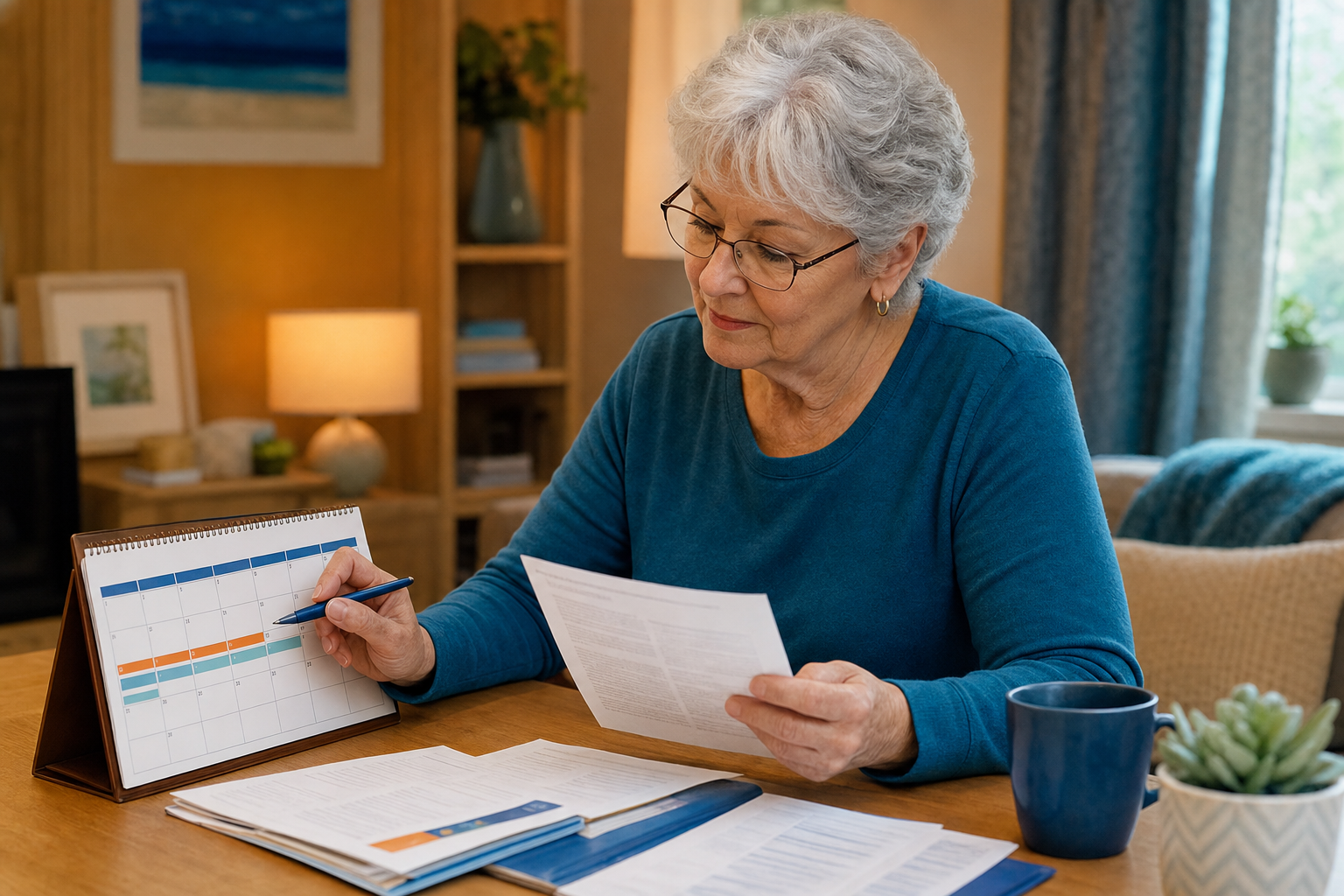 Senior woman reviewing her Medicare enrollment checklist